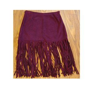 Rue21 Burgundy Fringe Faux Suede Skirt NWOT Sz S